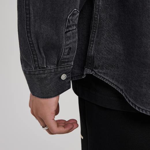 墨麦客男装美式休闲牛仔长袖衬衫2025秋季新款宽松水洗开衫外套男 商品图3