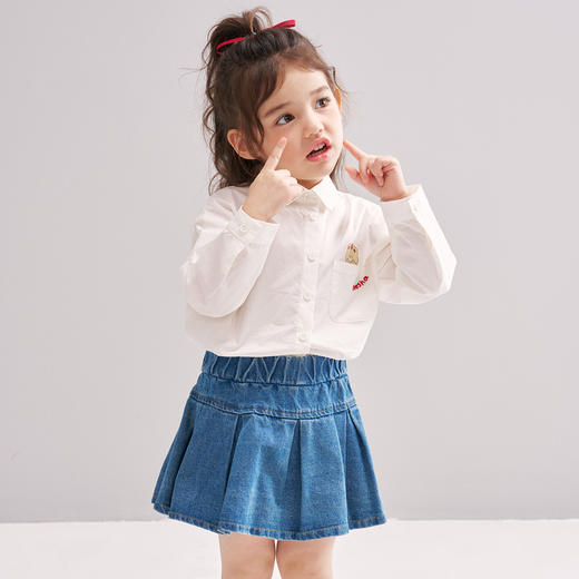 笛莎Deesha 2026春季女童休闲时尚趣味印花翻领长袖衬衫 商品图3