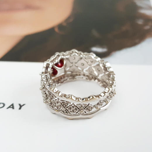 AU750收藏级白金豪镶钻镶天然宫廷风1.06克拉缅甸无烧绝地武士红色尖晶石戒指13号（皆取最大值） 231225HS60 商品图5