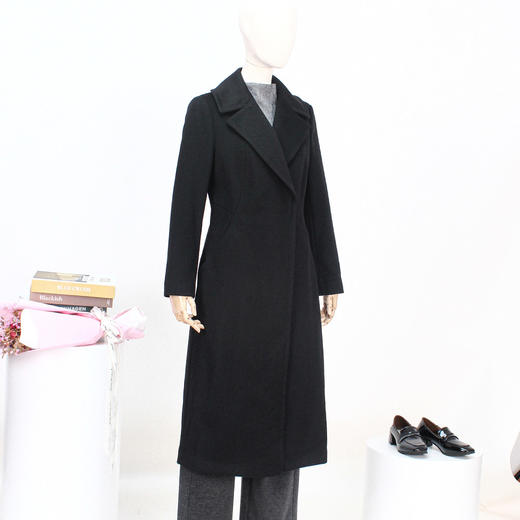 FOCALS新款立裁修身气质时尚羊毛羊绒中长款大衣外套FRGDK735N1 商品图2