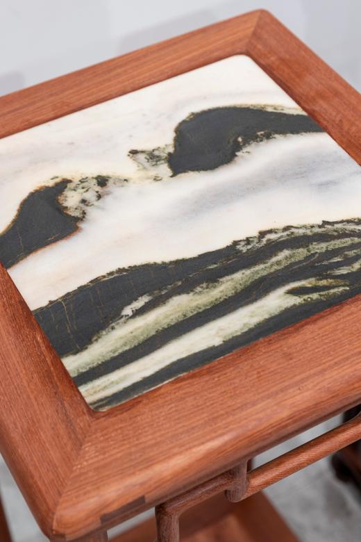 红桥红  家具严选  缅甸花梨（大果紫檀）/大红酸枝【木面/石面 90 颐和园圆腿 花架】 商品图4