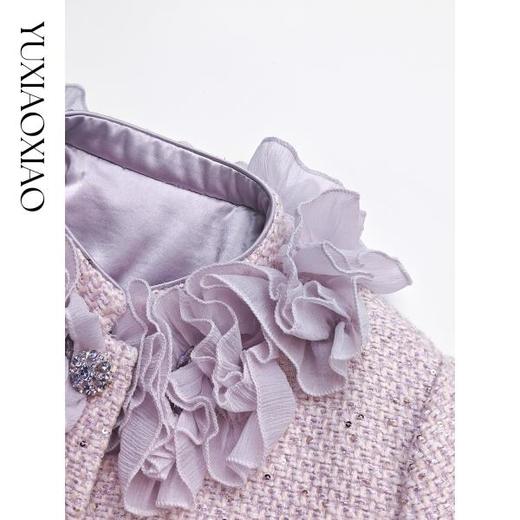 余潇潇【香榭格蕾】绵羊毛棉混纺小香风拼接花边90绒羽绒服&休闲裤 商品图2