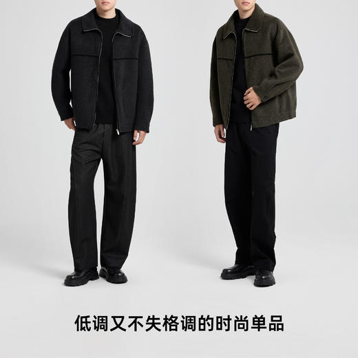 墨麦客男装美利奴羊毛翻领外套男士2025秋季新款结构感毛呢夹克男 商品图4