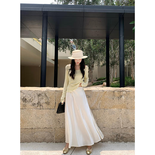 EKOOL衣库天丝羊毛圆领长袖T恤女夏季新款蕾丝花边吊带背心两件套 商品图1