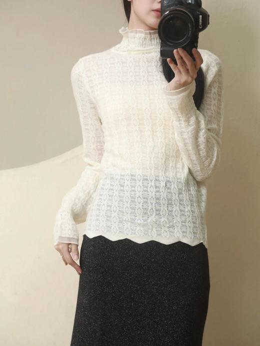 独家高货【真丝羊毛蕾丝打底衫】柔软完全不扎身~上身一秒提气显肤色，优雅氛围感十足！无标发货WD 商品图7