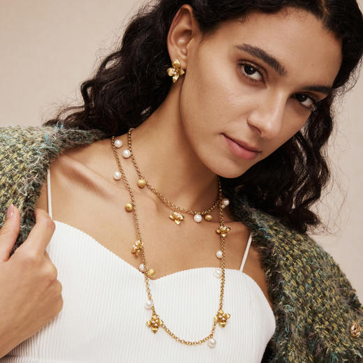 【倪虹洁同款】Garden of Eden 伊甸园系列 | 金丝四瓣花长链 商品图3