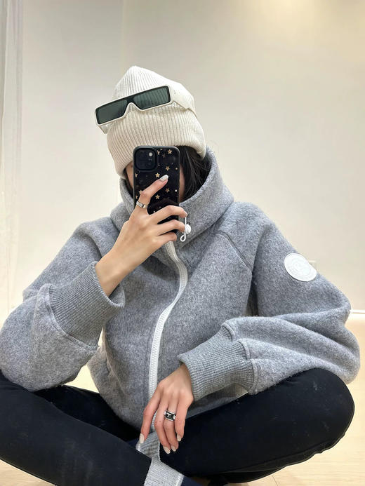 加拿大鹅家同款羊毛90新国标白鸭绒羽绒服飞行外套 商品图0