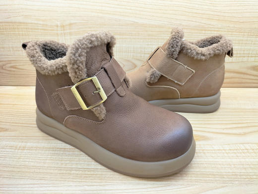 时尚低跟雪地棉2024冬款加厚绒里短筒棉靴豪行24420602M女靴棉鞋 商品图3