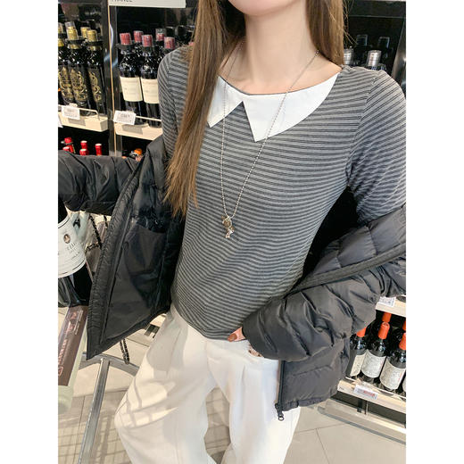 <曾小咸推荐>现货秒杀 ！微信超特价！韩系条纹翻领t恤 日常129.99 立减60 秒杀69.99！！ 商品图4