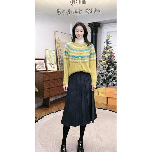 火桐hooton 绵羊毛百褶毛呢半身裙9966 商品图1