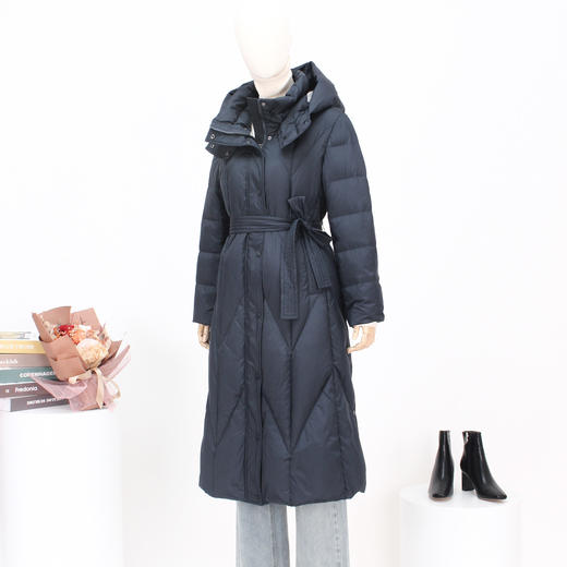 FOCALS福柯斯新款时尚休闲撞色拼接连帽长款保暖羽绒服F2YDD781B7 商品图1