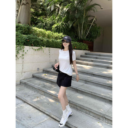 EKOOL「百穿不腻匹马棉」 凉感U领短袖T恤女夏季宽松显瘦圆领上衣 商品图2