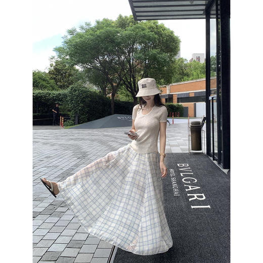 EKOOL衣库 薄款U领短袖针织衫女夏季新款百搭显瘦肌理感休闲上衣 商品图1