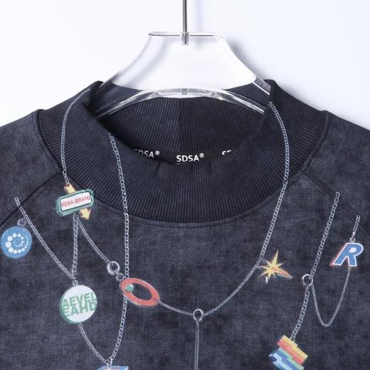 WY1530SDSA男士秋冬新款痞帅男装美式扎染领口印花圆领卫衣百搭宽松上衣 商品图2