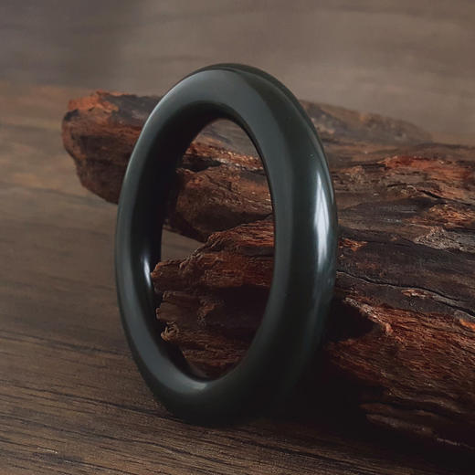 【天然正品】天然收藏级新疆料细腻圆条油润度佳塔青58号和田玉手镯 171225NJS59 商品图6