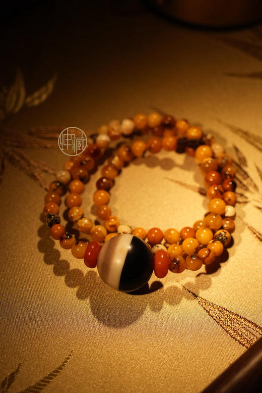 药师珠配原蜡圆珠项链 商品图3