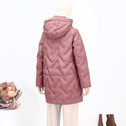 FOCALS新联立领连帽撞色休闲保暖中长款绣花羽绒服FRSDD566PJ 商品图4