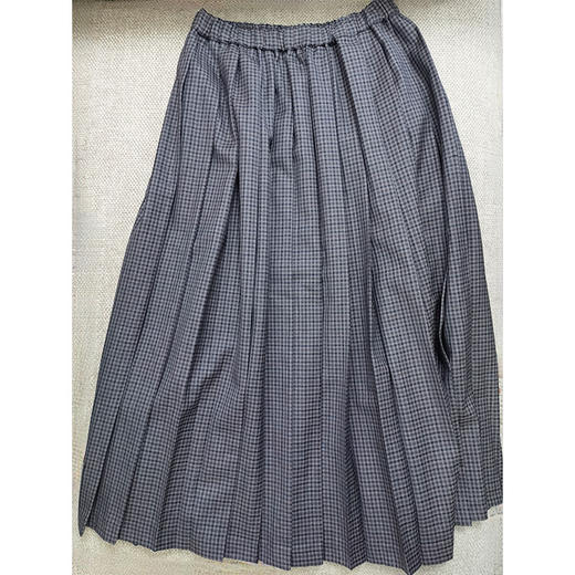 【贝拉推荐】夜间咖啡馆 文艺深灰小格纹百褶裙 精纺羊毛显瘦百搭 橡筋松紧腰头 商品图5