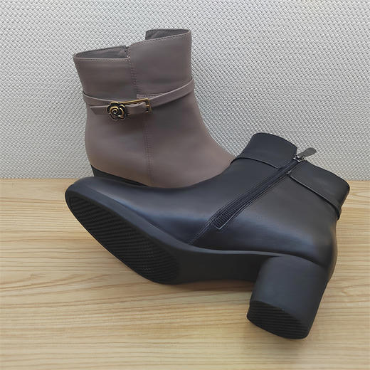 2024豪行冬季新款24467831牛皮中跟休闲加绒女靴棉靴短靴 商品图2