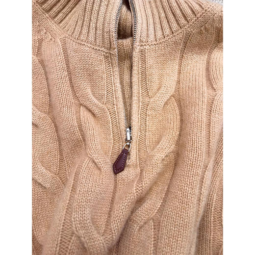 【非质量问题不退】英伦绅士 LOR* PIAN*A同款男士家属款 100%羊绒大翻领半拉链套头衫 重磅590g厚实绞花 质感可媲美柜货5位数 商品图4