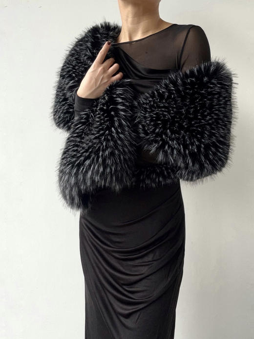 Running Closet｜环保毛大围巾 [ 米 / 黑 仿皮草 ] 【LCM】 商品图0