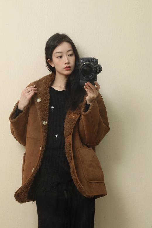 get韩女穿搭【双面穿100%羊毛麂皮大衣】100%绵羊毛🦙手感柔软有弹性，内里复合麂皮~正反都可以穿WD 商品图8
