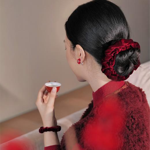 十二景 白铜文饰吊坠真丝丝绒彩墨发圈 大小一组 多色 山林曦照 商品图2