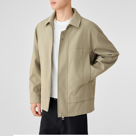 墨麦客男装简约高智风夹克男2025春季新款落肩翻领男士外套81348 商品图2