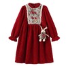 女童冬装年服红色新年主持儿童女孩连衣裙丝绒女中大童喜庆裙子 商品缩略图4