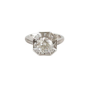 AU750白金经典时尚八角围镶款1.19克拉钻石戒指13号（戒圈可改） 231225NJS63