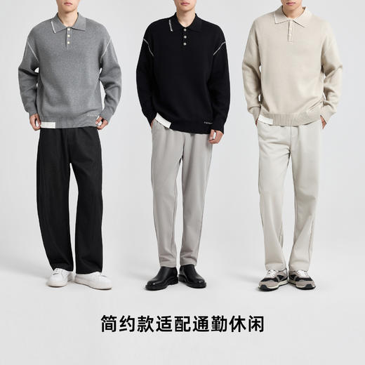 墨麦客撞色串缝翻领针织衫男2025冬季新款宽松休闲慵懒感毛衣男潮 商品图4