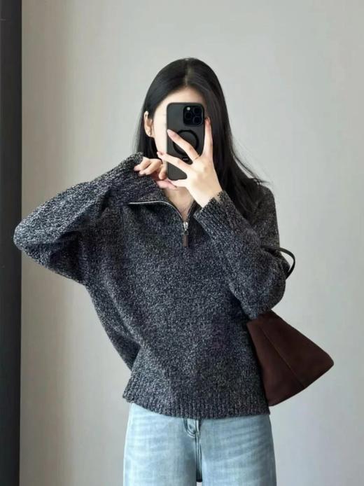 独家高货多彩花纱【老钱风空气感半拉链针织衫】澳洲100%羊毛纱线！毛质细密丰盈~上身效果松弛有气质WD 商品图1