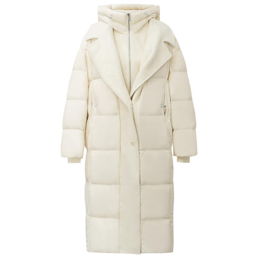 SELFWHO90白鸭绒羊羔绒毛织拼接羽绒服女2025冬新款保暖长款外套 商品图4