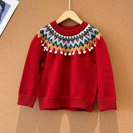 大童红色系费尔岛针织毛衣122306 商品图0