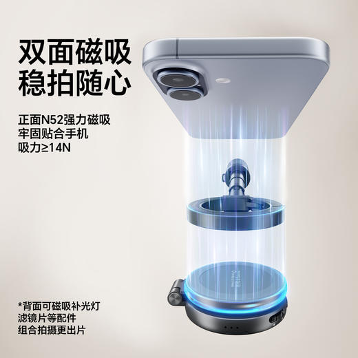 Ulanzi优篮子 MT71迷你磁吸手机自拍杆支架适用苹果17桌面支撑架安卓户外手持vlog拍摄神器旅游便携三脚架 商品图3