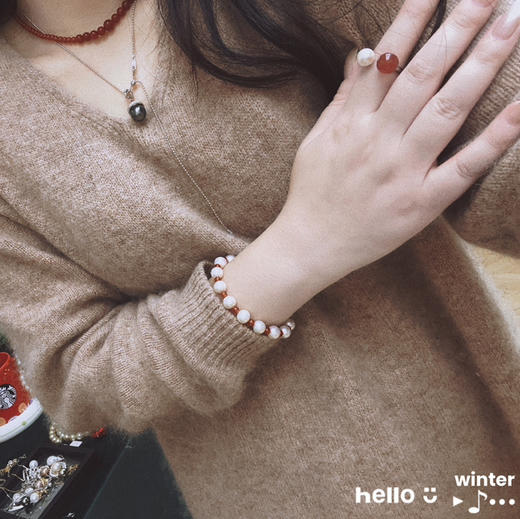 玛瑙+珍珠戒指 10/8mm 精品厚银镶嵌 商品图2