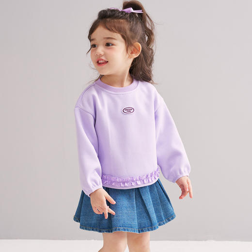 笛莎Deesha 2026春季女童基础简约甜美木耳边装饰卫衣 商品图4