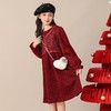 儿童一体绒公主裙连衣裙红色冬季裙子假两件女童新年加绒秋冬礼服 商品缩略图3