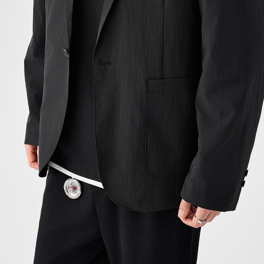 墨麦客男装暗格提花休闲西服外套男2025春季新款黑色简约西装男。 商品图2