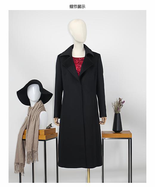 FOCALS新款简约时尚修身显瘦暗扣中长款毛呢大衣外套FYQDK710 商品图4