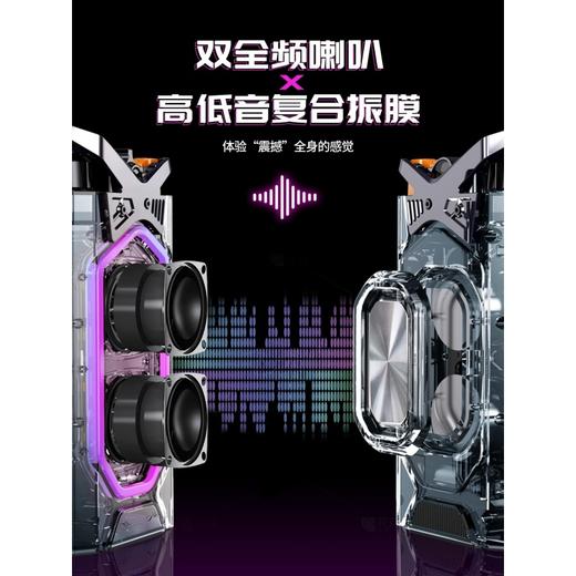 猫王同款 赛博朋克机甲风桌面蓝牙音响 GQ-18  电竞桌面桌搭 户外便携低音炮 商品图3