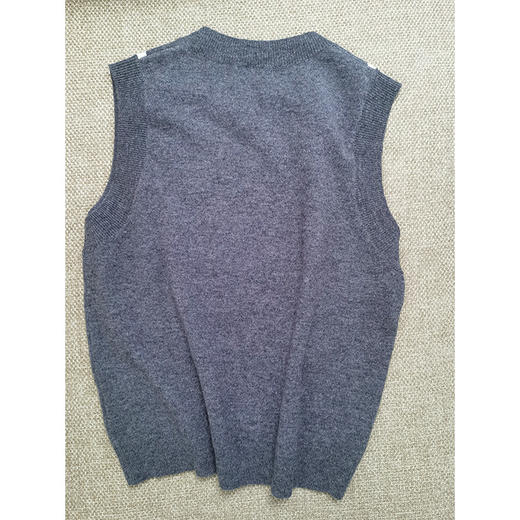 棋盘女王100%超细支绵羊毛 菱格知识分子风格 圆领马甲背心 拼色减龄 商品图6