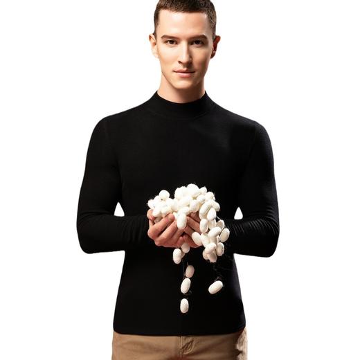 【任选2件下单158元】【澳洲羊毛+桑蚕丝+发热腈纶纤维】男士加绒加厚暖绒发热半高领保暖内衣 商品图4