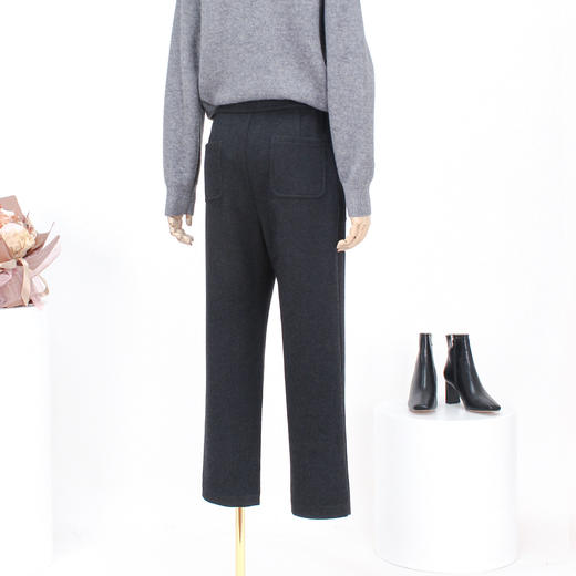 FOCALS福柯斯新款简约休闲通勤显瘦醋酸羊毛直筒九分裤FRS3P398 商品图2