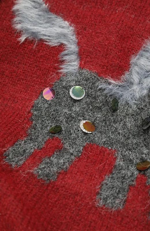 【手缝亮片长毛小马嵌花圆领毛衣】羊驼羊毛面料+彩色的毛绒+炫彩亮片+闪钻的装饰，让这件毛衣更有细节感WD 商品图13