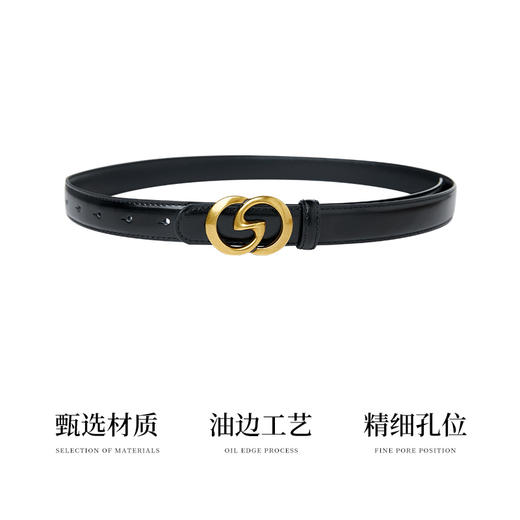 三彩2026新款高级感长款腰带复古金属扣皮带可调节二层牛皮时尚女 商品图2