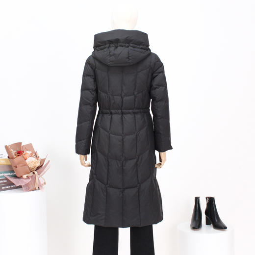 FOCALS冬季新款撞色拼接修身连帽保暖长款羽绒服FRRDD679N1 商品图4