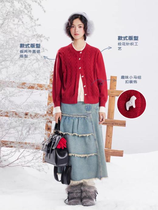 马得工地/MDGDMY141455/假两件圆领毛衣开衫 商品图2