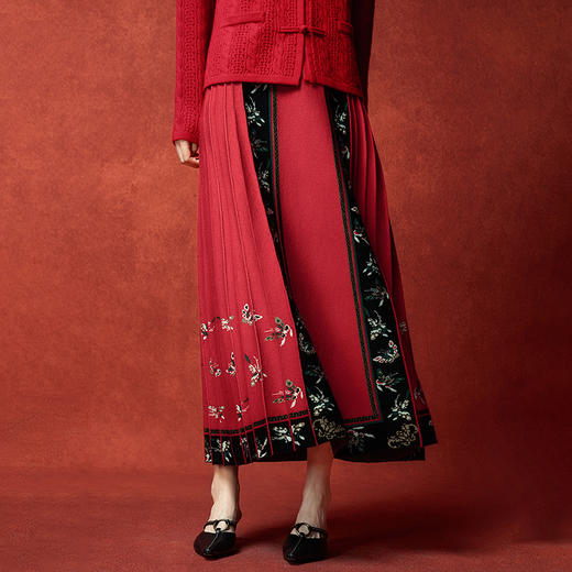 【林栖设计小店】福蝶鸣春|恭王府联名马面裙2026早春新款羊毛秋色毛织半身裙1961274 商品图9