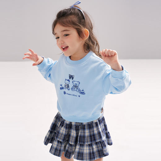 笛莎Deesha 2026春季女童休闲卫衣时尚格纹半裙套装 商品图4